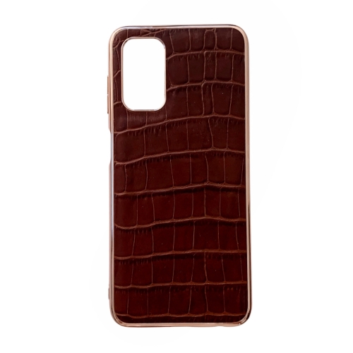 

For Samsung Galaxy A13 4G Crocodile Texture Genuine Leather Electroplating Phone Case(Brown)