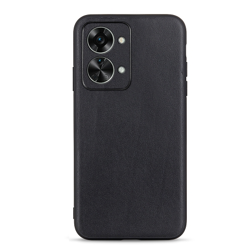 

For OnePlus Nord 2T Lambskin Texture Genuine Leather Phone Case(Black)