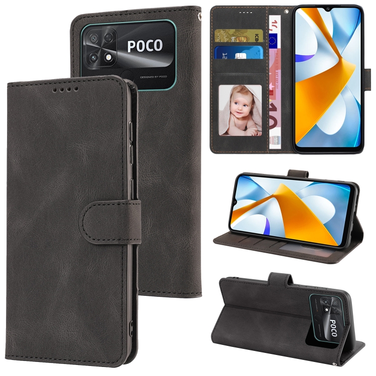 

For Xiaomi Poco C40 Fantasy Classic Skin-feel Calfskin Texture PU Phone Case(Black)