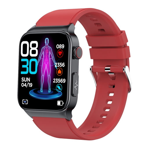 

E500 1.83 inch HD Square Screen TPU Watch Strap Smart Watch Supports ECG Monitoring / Non-invasive Blood Sugar(Red)