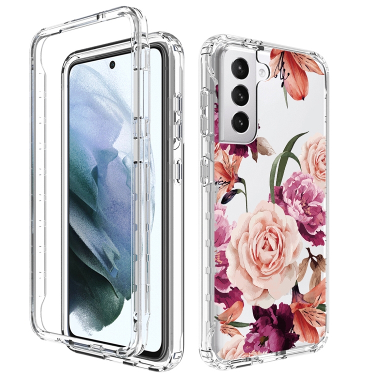 

For Samsung Galaxy S21 FE 5G Transparent Painted Phone Case(Purple Floral)