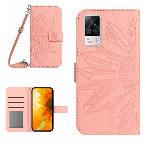 

For vivo S9E Skin Feel Sun Flower Pattern Flip Leather Phone Case with Lanyard(Pink)