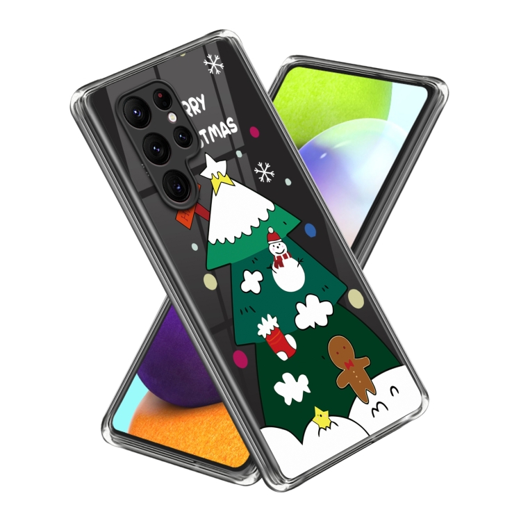 

For Samsung Galaxy S23 Ultra 5G Christmas Patterned Clear TPU Phone Cover Case(Christmas Tree)