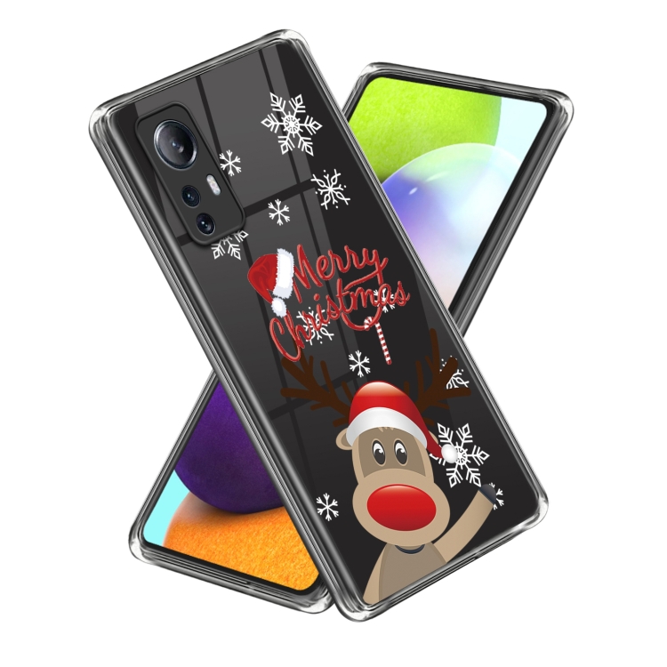 

For Xiaomi 12 Lite Christmas Patterned Clear TPU Phone Cover Case(Cute Elk)
