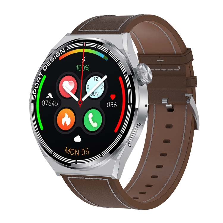 

MD3MAX Porsche Ver 1.39 inch Round Screen Leather Strap Smart Watch Supports Heart Rate Monitoring/Blood Oxygen Monitoring(Silver)