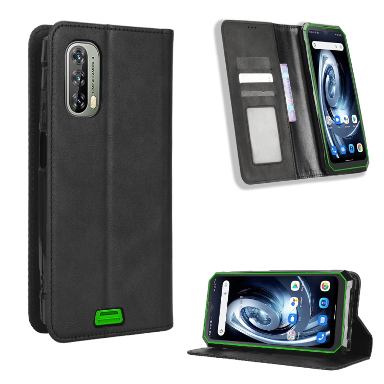 

For Blackview BV7100 Magnetic Buckle Retro Texture Leather Phone Case(Black)