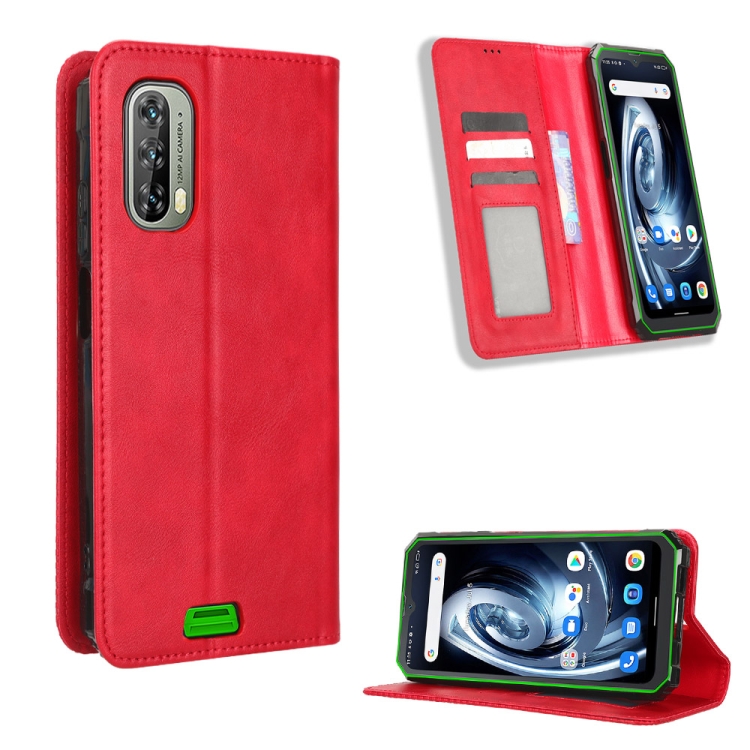 

For Blackview BV7100 Magnetic Buckle Retro Texture Leather Phone Case(Red)