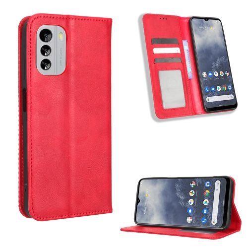 For Nokia G60 5G Magnetic Buckle Retro Texture Leather Phone Case(Red)