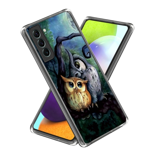 

For Samsung Galaxy S23 5G Colored Drawing Clear TPU Phone Protective Case(Two Owls)