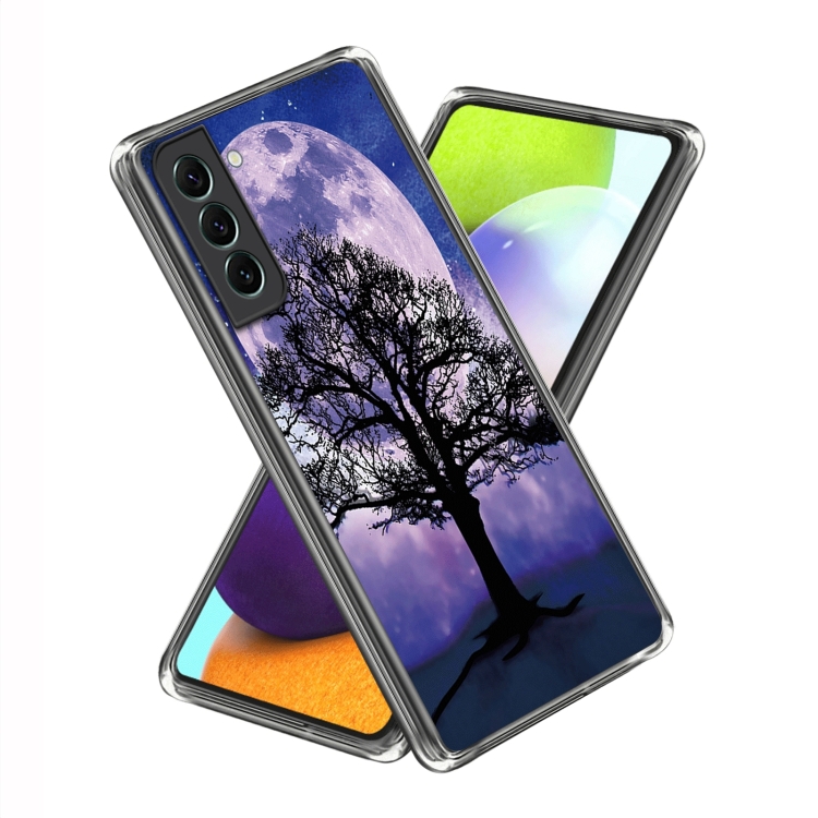 

For Samsung Galaxy S23+ 5G Colored Drawing Clear TPU Phone Protective Case(Moon Tree)