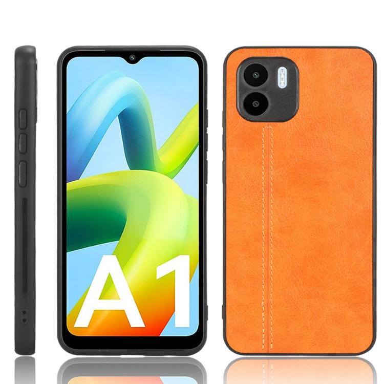 

For Xiaomi Redmi A1 Sewing Cow Pattern Skin PC + PU + TPU Phone Case(Orange)