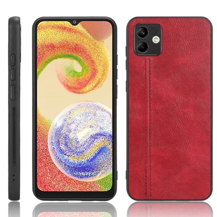 

For Samsung Galaxy A04 4G Sewing Cow Pattern Skin PC + PU + TPU Phone Case(Red)