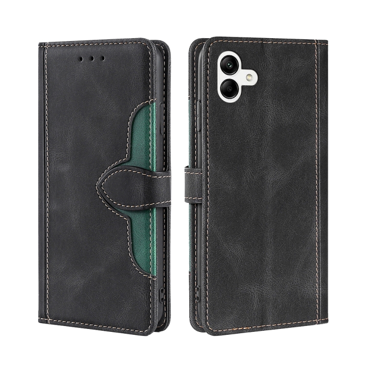 

For Samsung Galaxy A04 Skin Feel Magnetic Buckle Leather Phone Case(Black)