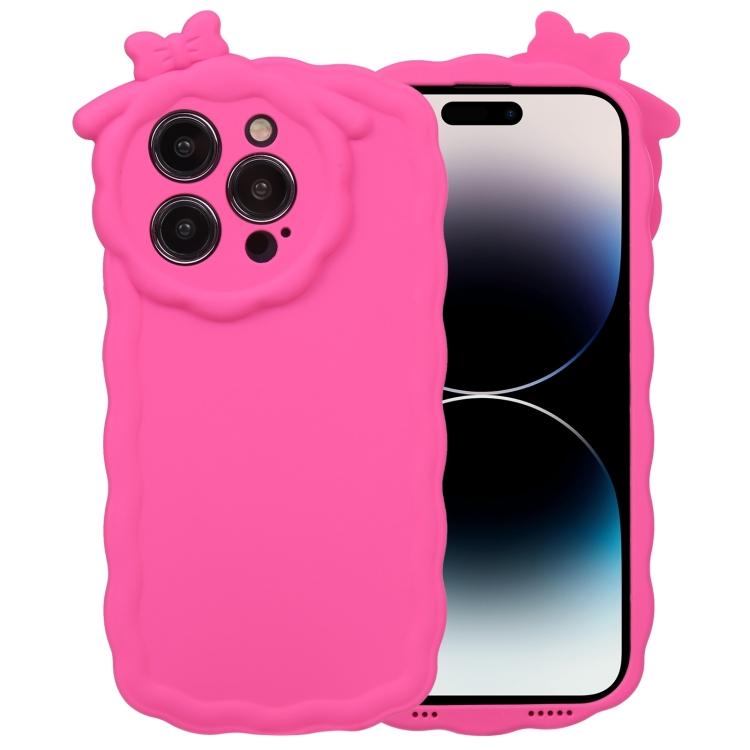 

For iPhone 14 Pro Bowknot Liquid Silicone Phone Case(Rose Red)
