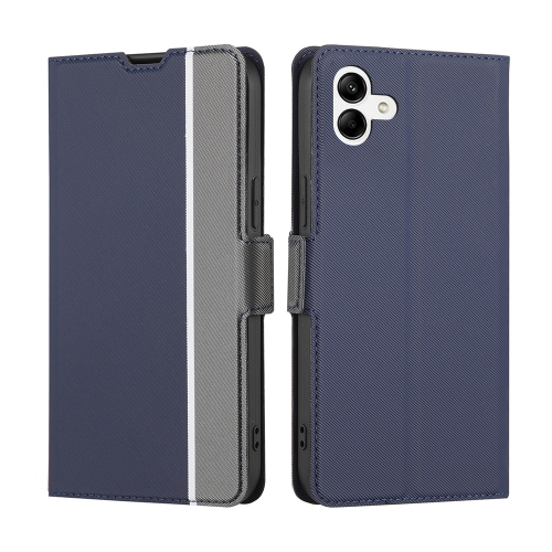 

For Samsung Galaxy A04 Twill Texture Side Buckle Leather Phone Case(Blue)
