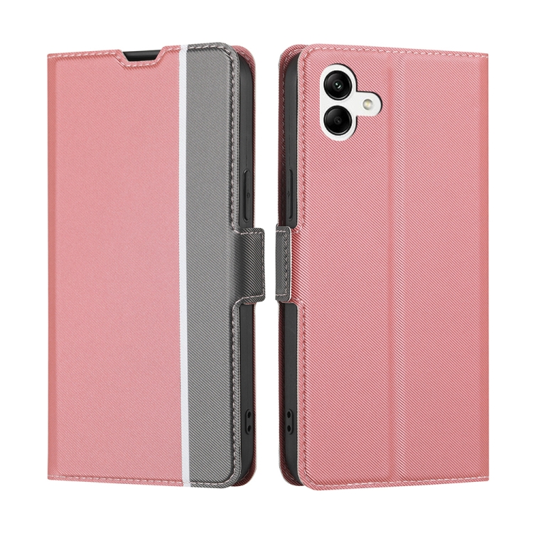 

For Samsung Galaxy A04 Twill Texture Side Buckle Leather Phone Case(Pink)