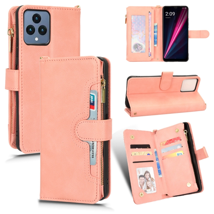 

For T-Mobile Revvl 6 5G Litchi Texture Zipper Leather Phone Case(Pink)