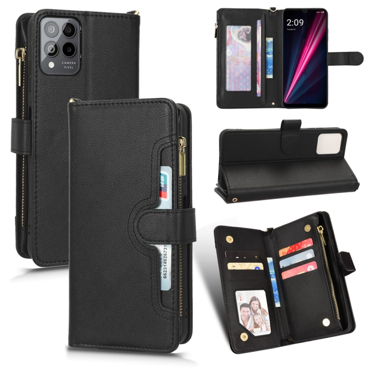 

For T-Mobile REVVL 6 Pro 5G Litchi Texture Zipper Leather Phone Case(Black)