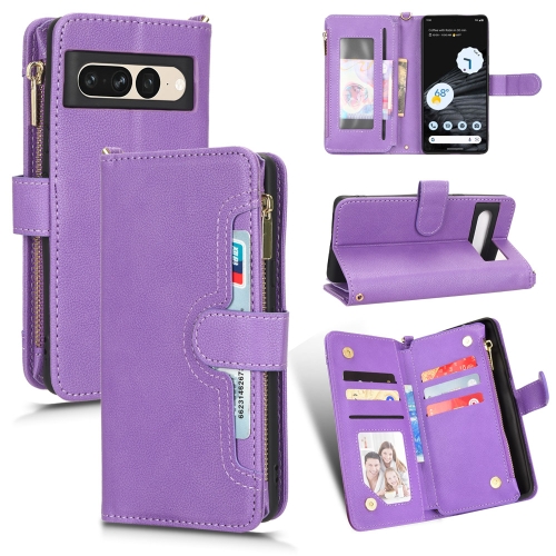 

For Google Pixel 7 Pro 5G Litchi Texture Zipper Leather Phone Case(Purple)