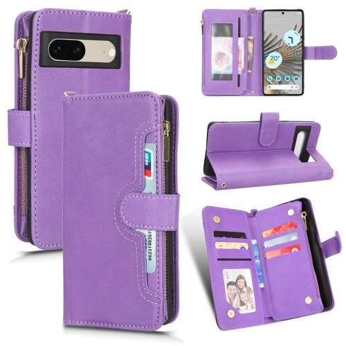 

For Google Pixel 7 5G Litchi Texture Zipper Leather Phone Case(Purple)