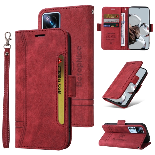 For Xiaomi 12T / 12T Pro / K50 Ultra BETOPNICE Dual-side Buckle Leather Phone Case(Red)
