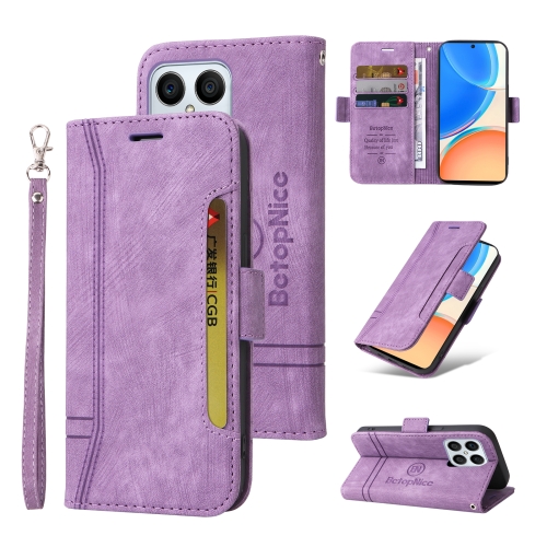 For Honor X8 5G / X6 BETOPNICE Dual-side Buckle Leather Phone Case(Purple)