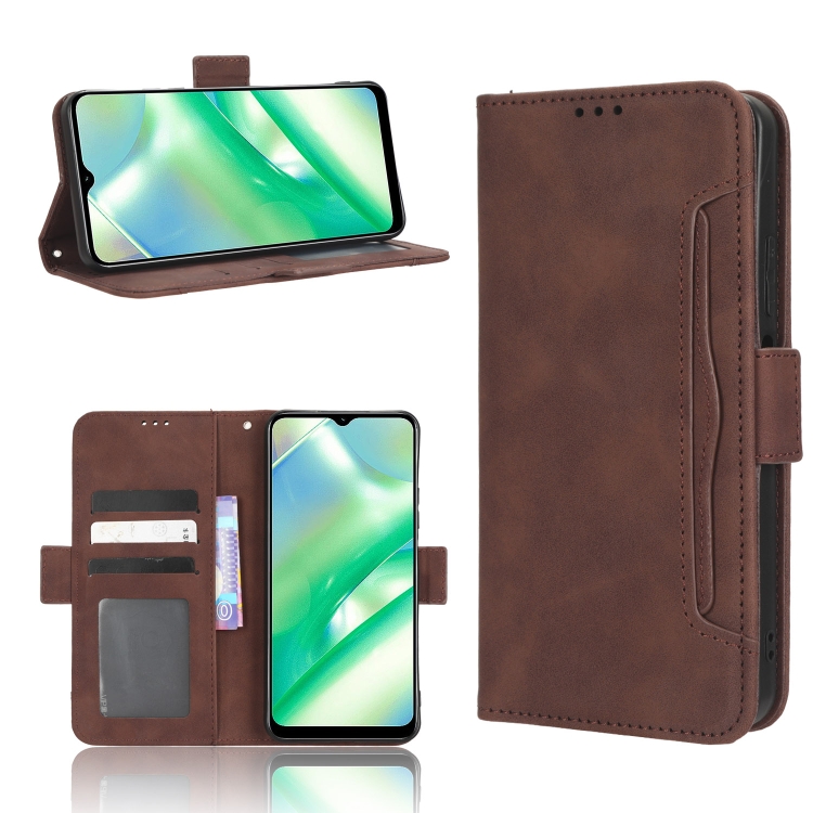

For Realme C33 4G Skin Feel Calf Texture Card Slots Leather Phone Case(Brown)