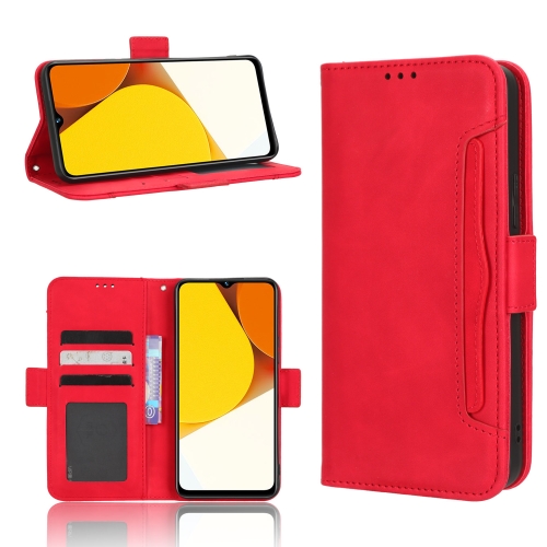 

For vivo Y35 4G / Y22s 4G / Y22 4G 2022 Skin Feel Calf Texture Card Slots Leather Phone Case(Red)