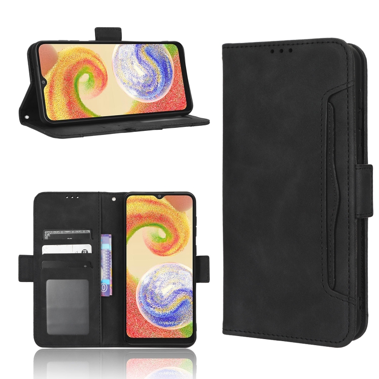

For Samsung Galaxy A04 Skin Feel Calf Texture Card Slots Leather Phone Case(Black)