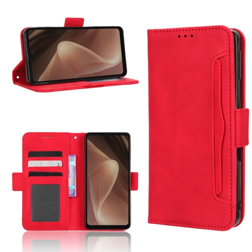 

For Sharp Aquos Sense7 Plus Skin Feel Calf Texture Card Slots Leather Phone Case(Red)