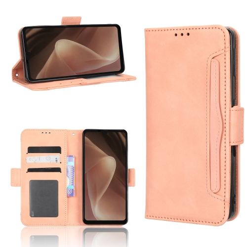 

For Sharp Aquos Sense7 Skin Feel Calf Texture Card Slots Leather Phone Case(Pink)