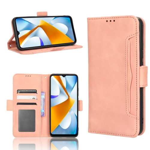 

For Xiaomi Poco C40 Skin Feel Calf Texture Card Slots Leather Phone Case(Pink)