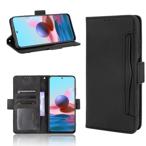 

For Xiaomi Poco M5S / Redmi Note 10 4G / 10S Skin Feel Calf Texture Card Slots Leather Phone Case(Black)