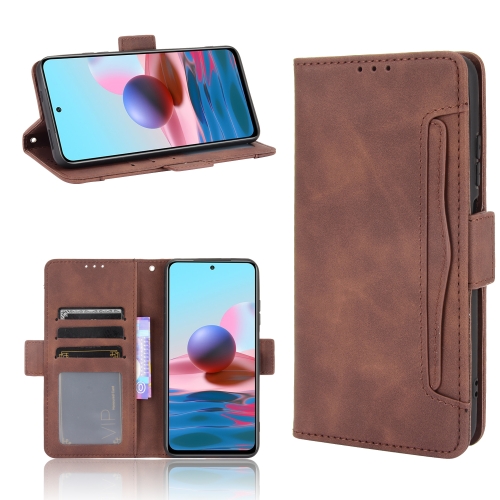 

For Xiaomi Poco M5S / Redmi Note 10 4G / 10S Skin Feel Calf Texture Card Slots Leather Phone Case(Brown)