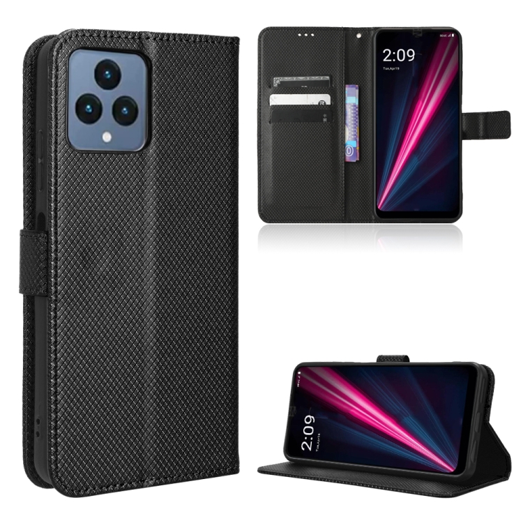 

For T-Mobile Revvl 6 5G Diamond Texture Leather Phone Case(Black)