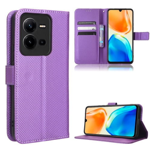 

For vivo V25 5G Diamond Texture Leather Phone Case(Purple)