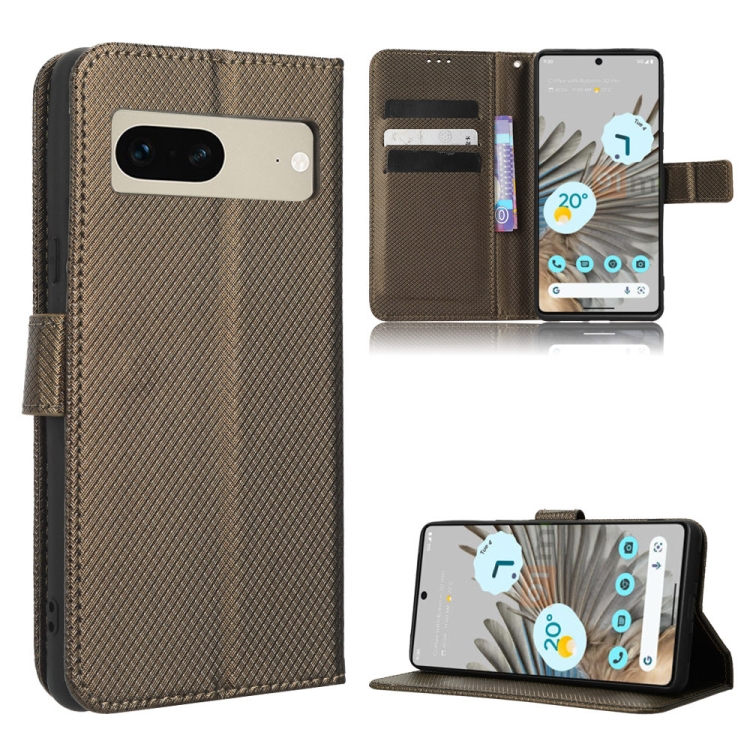 

For Google Pixel 7 5G Diamond Texture Leather Phone Case(Brown)
