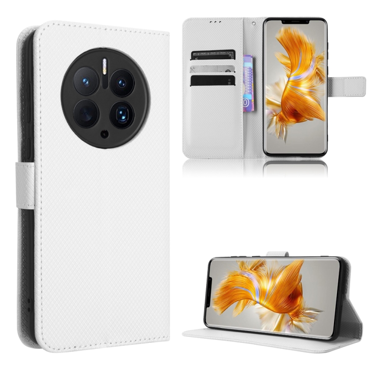 

For Huawei Mate 50 Pro Diamond Texture Leather Phone Case(White)