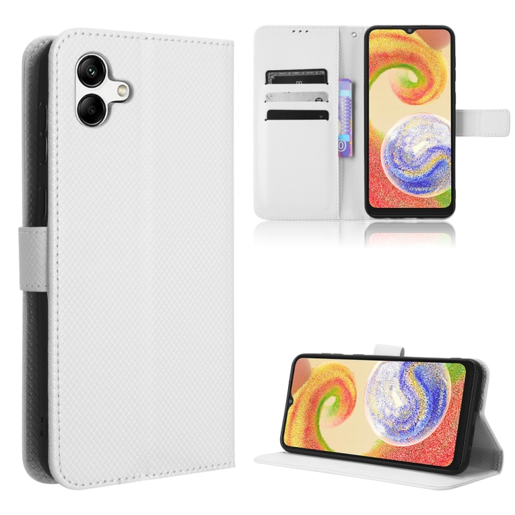 

For Samsung Galaxy A04 Diamond Texture Leather Phone Case(White)