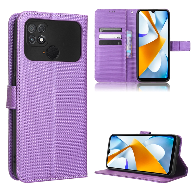 

For Xiaomi Poco C40 Diamond Texture Leather Phone Case(Purple)