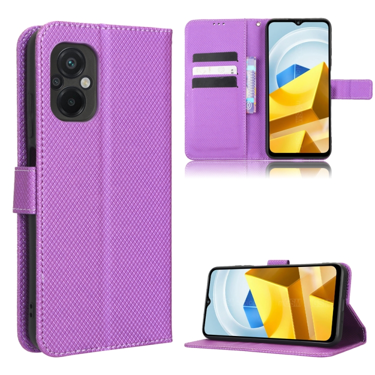 

For Xiaomi Poco M5 Diamond Texture Leather Phone Case(Purple)