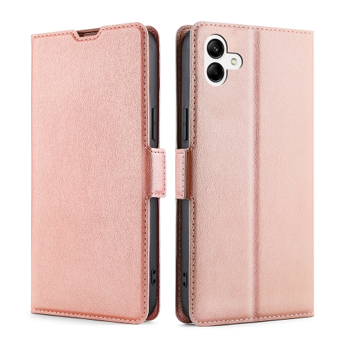 

For Samsung Galaxy A04 Ultra-thin Voltage Side Buckle Horizontal Flip Leather Phone Case(Rose Gold)