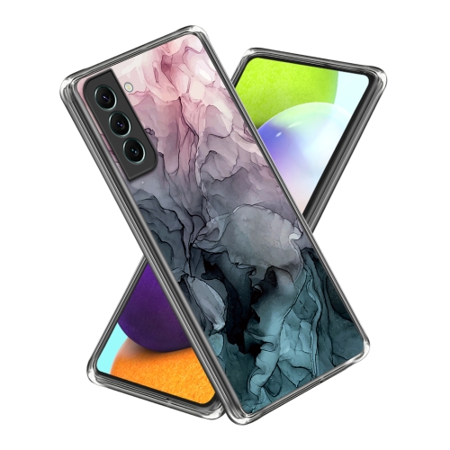 

For Samsung Galaxy S23+ 5G Colored Drawing Clear TPU Phone Protective Case(Watercolor Pink Dark Green)