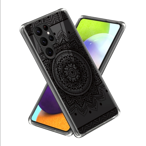 

For Samsung Galaxy S23 Ultra 5G Colored Drawing Clear TPU Phone Protective Case(Mandala)