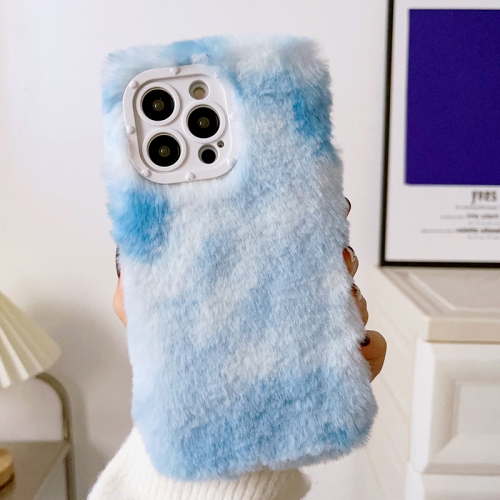 

For iPhone 11 Gradient Color Plush TPU Phone Case(Blue)