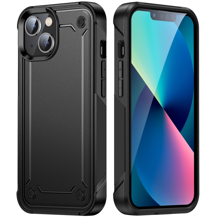

For iPhone 13 2 in 1 Soft TPU Hard PC Phone Case(Black)