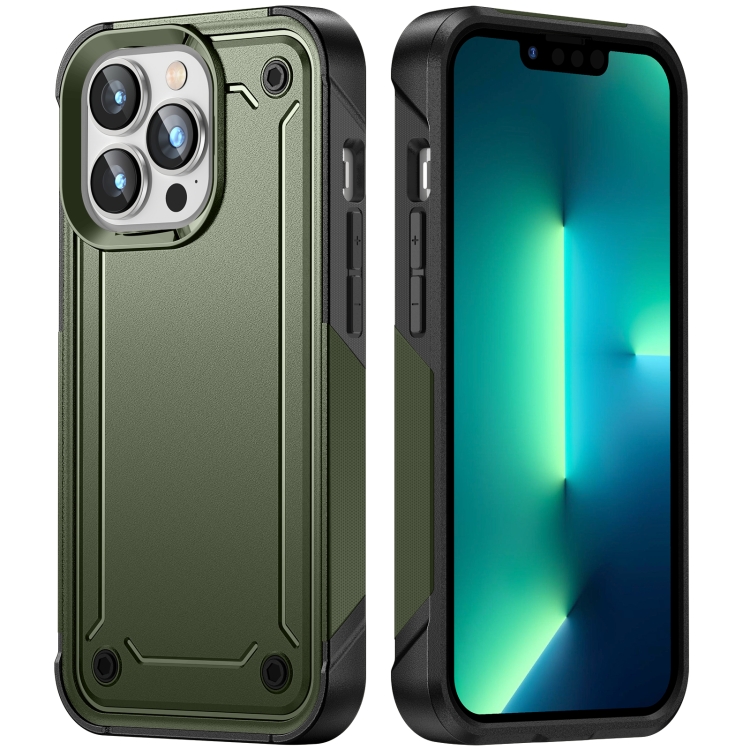 

For iPhone 12 Pro Max 2 in 1 Soft TPU Hard PC Phone Case(Army Green)