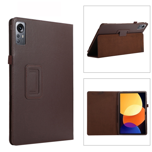 

For Xiaomi Pad 5 Pro 12.4 Litchi Texture Leather Tablet Case with Holder(Brown)