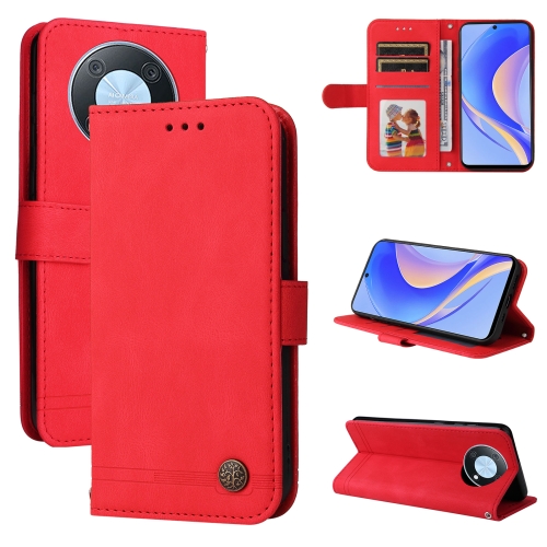 

For Huawei nova Y90 / Enjoy 50 Pro Skin Feel Life Tree Metal Button Leather Phone Case(Red)