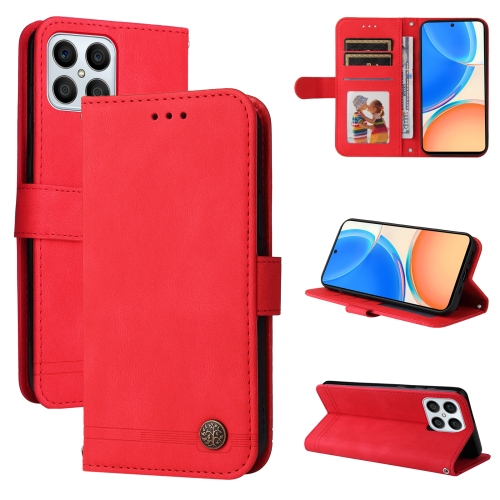 

For Honor X8 5G / X6 Skin Feel Life Tree Metal Button Leather Phone Case(Red)